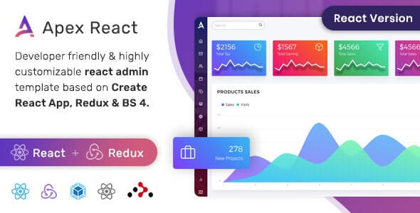 Apex React Admin Template with Bootstrap + Redux