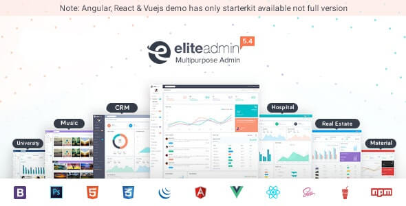 Elite Admin Multipurpose Bootstrap, Angular, React & VueJs Dashboard Template