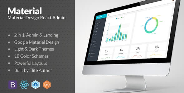 Material Design React JS Admin Web App with Bootstrap 4