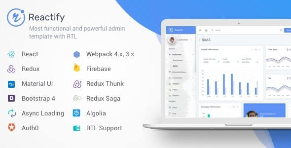 Reactify React Redux Material BootStrap 4 + Laravel Admin Template