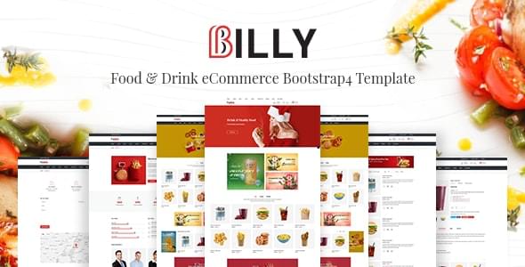 Billy Food & Drink eCommerce Bootstrap4 Template